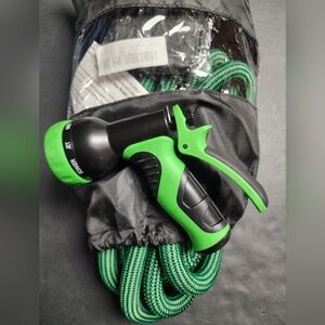 50 Ft Hose Expandable with Spray Nozzle Green and Black Garden New 657